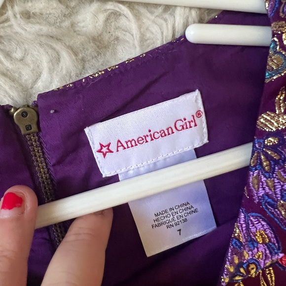 American girl metallic floral ribbon 7 dress brocade embroidered truly me fancy - Picture 3 of 8